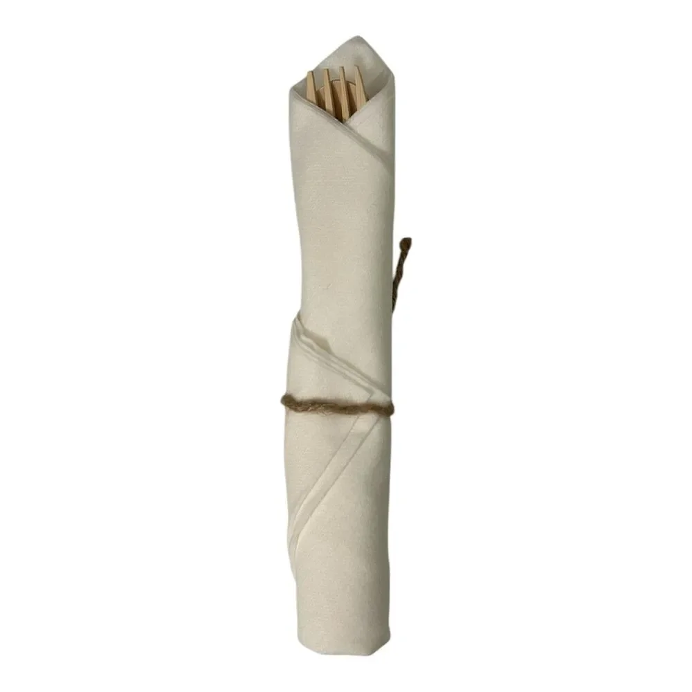 Premium Pre-Rolled Napkin and Bamboo Cutlery Set (75 Pack 300 PCS) Wedding Party